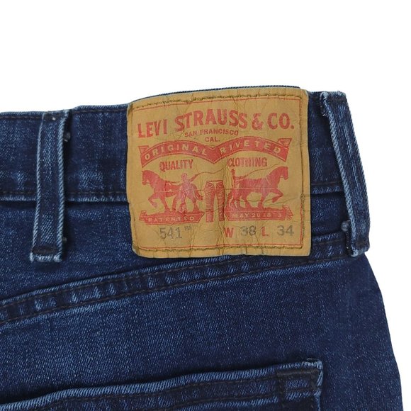 Levis 541 Athletic Taper Fit Jeans Denim Mens 38 x 32 Altered Hem Dark Wash - Picture 7 of 8